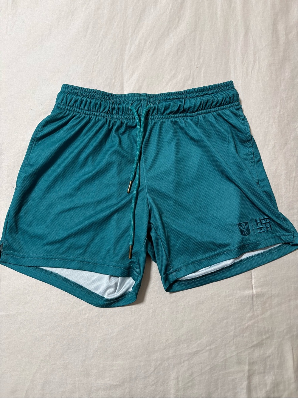 Women's Teal Athletic Running Shorts with Drawstring
